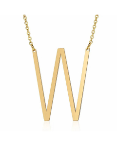 Minimalism Polishing Letter Pendent Stainless Steel Necklace-Gold Color-W