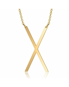 Minimalism Polishing Letter Pendent Stainless Steel Necklace-Gold Color-X