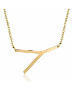 Minimalism Polishing Letter Pendent Stainless Steel Necklace-Gold Color-Y