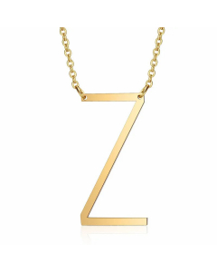 Minimalism Polishing Letter Pendent Stainless Steel Necklace-Gold Color-Z