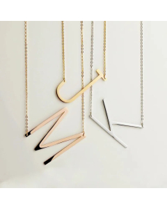 Minimalism Polishing Letter Pendent Stainless Steel Necklace