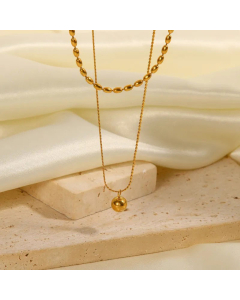 Fashion Plating Layered Ball Pendent Stainless Steel Necklaces 