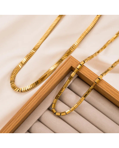 Plain Solid Color Gold Plated Geometric Titanium Steel Plating Necklace Colorza