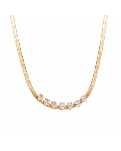 Vintage Style Geometric Plating Zircon Titanium Steel Necklace Colorza
