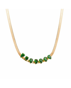 Vintage Style Geometric Plating Zircon Titanium Steel Necklace Colorza