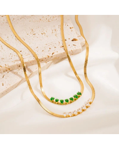 Vintage Style Geometric Plating Zircon Titanium Steel Necklace Colorza