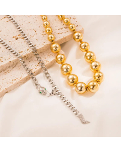 Casual Gold Plated Snake Beads Titanium Steel Plating Necklace Colorza