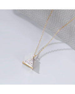 Fashion Triangle Inlay Zircon Pendant Titanium Steel Necklace Colorza