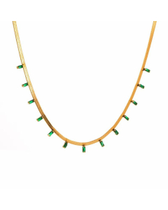 Vintage Style Plating Turquoise Zircon Geometric Titanium Steel Necklace Colorza