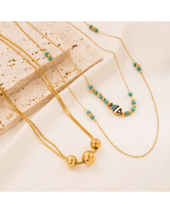 Novelty Fish Plating Turquoise Titanium Steel Necklace Colorza