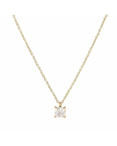 Classic Geometric Inlay Zircon Titanium Steel Pendant Necklace Colorza 