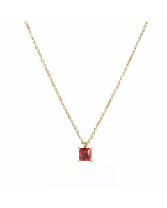 Classic Geometric Inlay Zircon Titanium Steel Pendant Necklace Colorza 