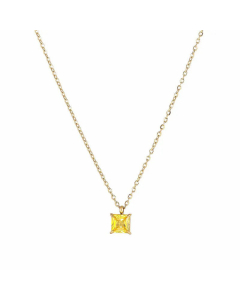 Classic Geometric Inlay Zircon Titanium Steel Pendant Necklace Colorza 