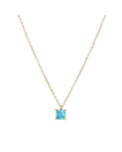 Classic Geometric Inlay Zircon Titanium Steel Pendant Necklace Colorza 