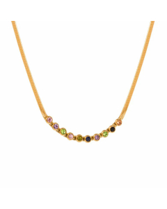 Elegant Geometric Plating Zircon Titanium Steel Necklace Colorza