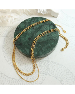 Plain Solid Color Figaro Chain Plating Layered Titanium Steel Necklaces Colorza