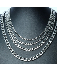 Plain Solid Color Curb Chain Multi-Sizes Stainless Steel Plating Necklace Colorza