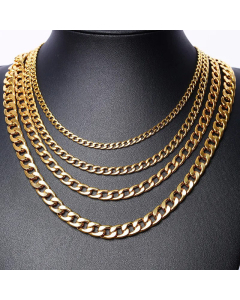 Plain Solid Color Curb Chain Multi-Sizes Stainless Steel Plating Necklace Colorza