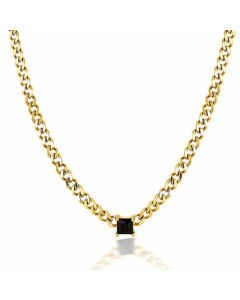 Classic Square Gold Plated Zircon Stainless Steel Pendant Necklace Colorza