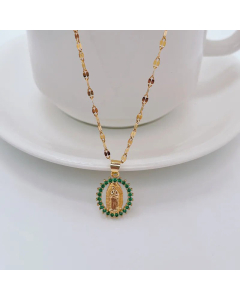 Heart Shape Animal Inlay Artificial Pearls Zircon Titanium Steel Pendant Necklace Colorza 
