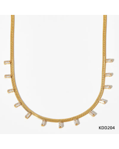 Retro Square Zircon Inlaid Stainless Steel Necklace Wholesale