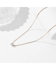Minimalism Heart Shape Square Zircon Inlaid Titanium Steel Plating Necklace Colorza