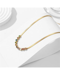 Minimalism Heart Shape Square Zircon Inlaid Titanium Steel Plating Necklace Colorza