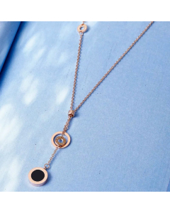 Fashion Round Roman Numerals Titanium Steel Plating Pendant Necklace Colorza