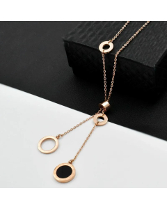 Fashion Round Roman Numerals Titanium Steel Plating Pendant Necklace Colorza