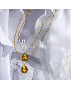 Romantic Gold Plated Water Droplets Rose Stainless Steel Pendant Necklace Colorza