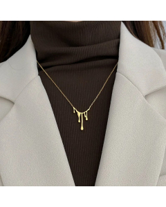 INS Style Gold Plated Geometric Titanium Steel Necklace Colorza