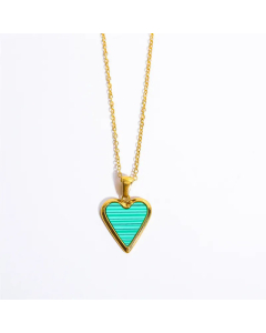 Fashion Heart Shape Pendant Stainless Steel Gold Plated Necklace Colorza 