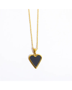 Fashion Heart Shape Pendant Stainless Steel Gold Plated Necklace Colorza 