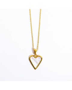 Fashion Enamel Heart Shape Pendant Stainless Steel Gold Plated Necklace Colorza 