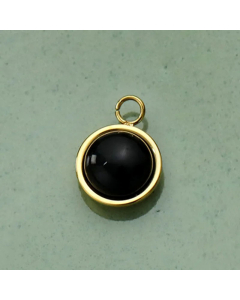 Classic Gold Plated Round Agate Titanium Steel Necklace Colorza -pendant_only-Black