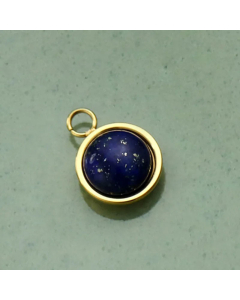 Classic Gold Plated Round Agate Titanium Steel Necklace Colorza -pendant_only-Blue