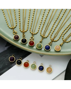 Classic Gold Plated Round Agate Titanium Steel Necklace Colorza