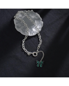 Fashion Butterfly Plating Pendant Stainless Steel Necklace Colorza