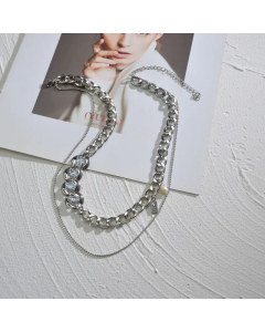 Fashion Layered Geometric Pearl Stainless Steel Plating Necklaces Colorza 