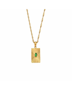 Fashion Square Zircon Inlaid Pendent Stainless Steel Plating Necklace