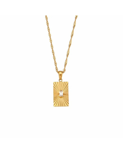 Fashion Square Zircon Inlaid Pendent Stainless Steel Plating Necklace