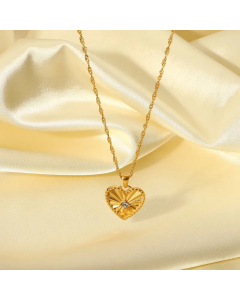 Fashion Heart Shape Stainless Steel Titanium Steel Plating Zircon Necklace