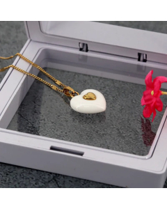 Fashion Heart Shape Pendant Resin Titanium Steel Plating Necklace Colorza