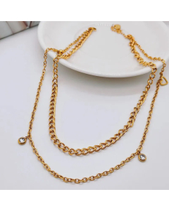 Fashion Plating Inlay Zircon Layered Solid Color Titanium Steel Necklaces Colorza