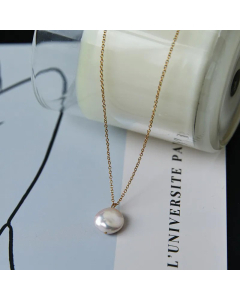 Fashion Solid Color Pearl Plating Pendant Titanium Steel Necklace Colorza