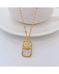 Fashion Square Eye Plating Inlay Zircon Pendant Titanium Steel Necklace Colorza 