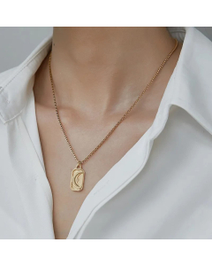 Fashion Plating Sun Moon Titanium Steel Pendant Necklace Colorza