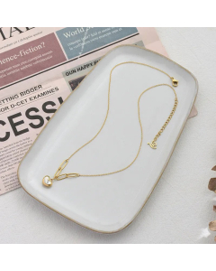 Fashion Heart Shape Gold Plated Shell Pendant Titanium Steel Necklace Colorza