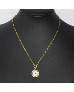 Enamel Round Flower Pendant Stainless Steel Necklace Colorza