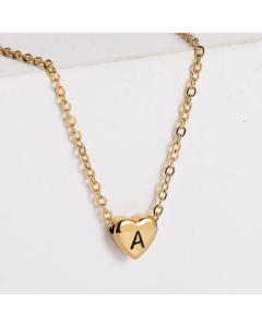 Sweet Gold Plated Letter Heart Shape Pendant Stainless Steel Necklace Colorza